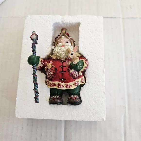 Christopher Radko Woodland Winds Frosty Leaf Santa Ornament 1998 Vintage - Picture 3 of 14